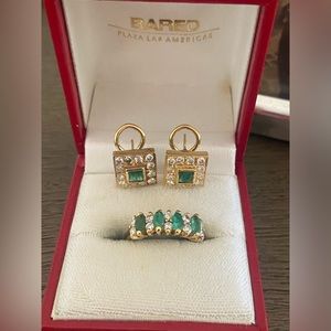 Emerald & Diamonds 14K Gold EARRINGS ONLY